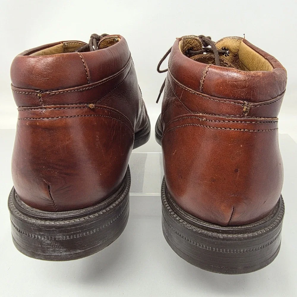 Bacco Bucci Chukka Boots Mens 10.5 Brown Leather Moc Toe Made in Italy Good